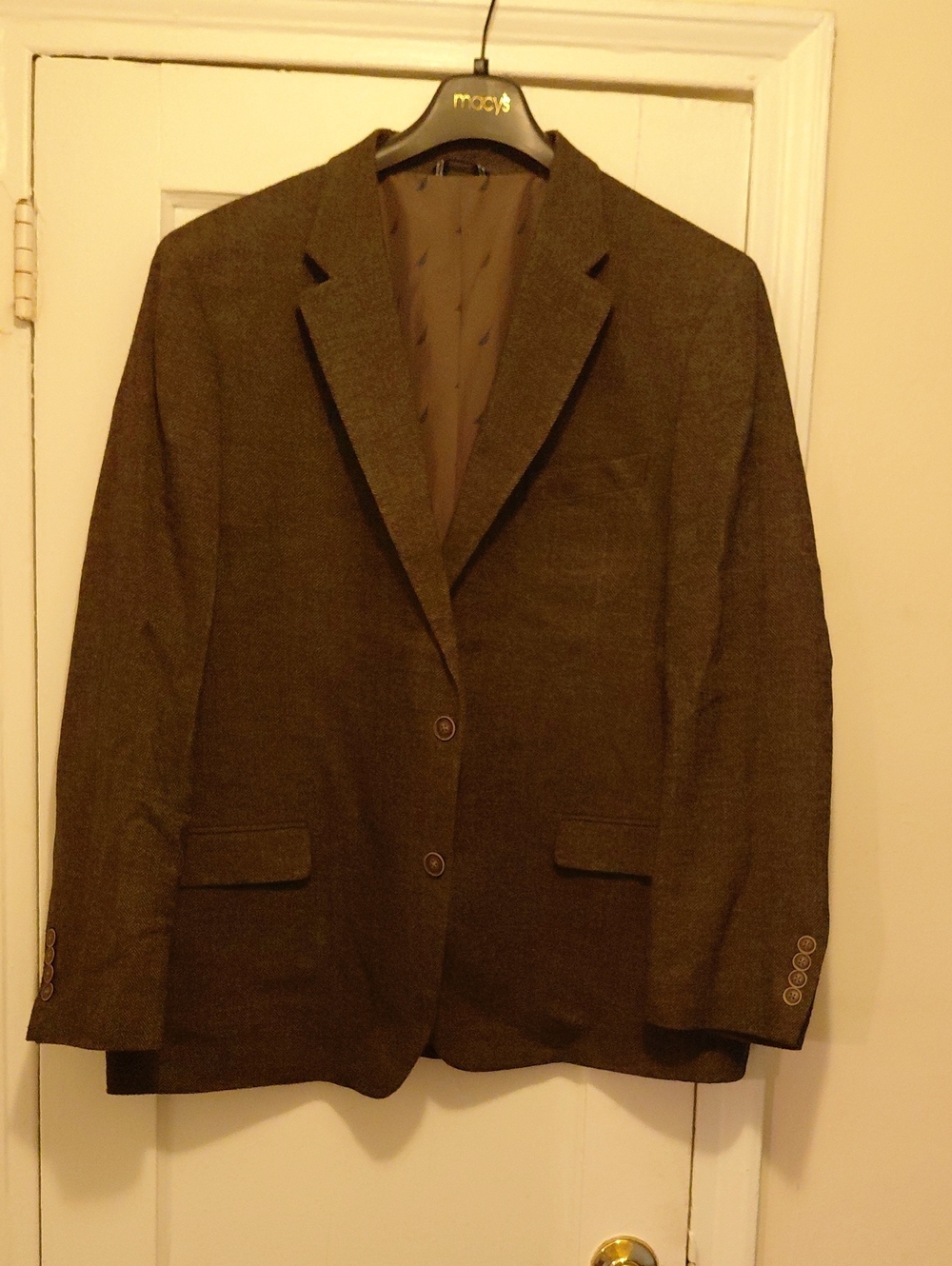 Nautica Men's Dark Green Herringbone Two-Button Sport Coat